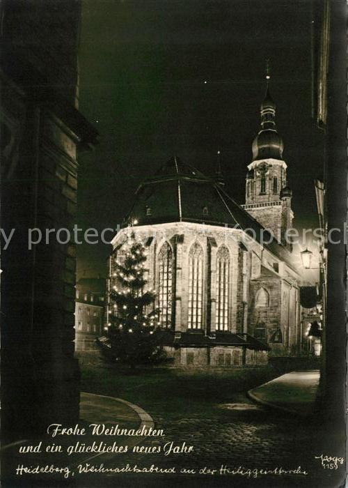 Heidelberg Neckar Weihnachtskarte Weihnachtsabend an der