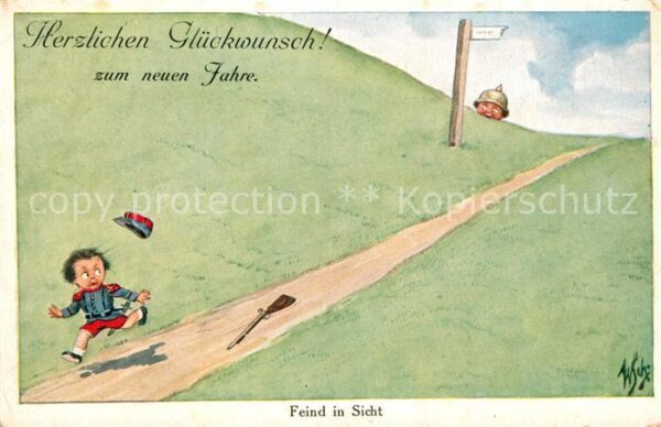 Neujahr Feind in Sicht Künstlerkarte