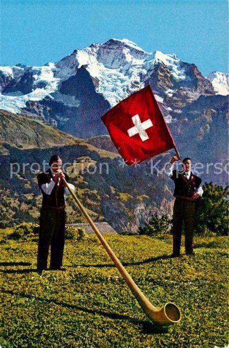 Alphorn Alphornbläser Fahnenschwinger Jungfrau
