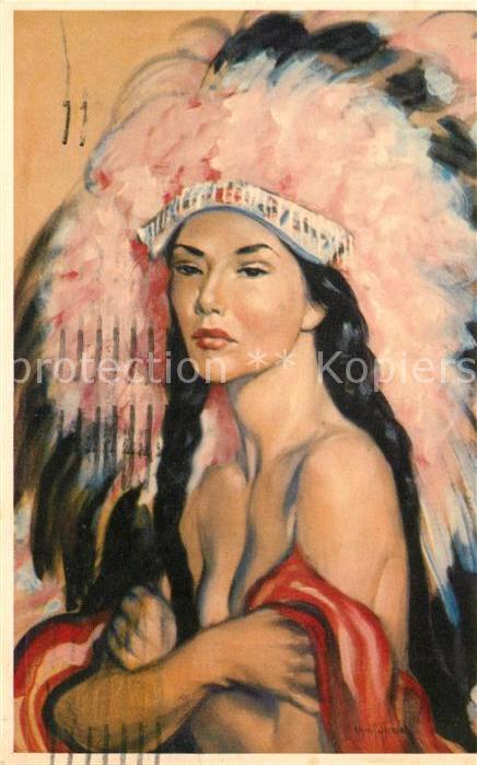 Indianer Native American Princess O'Hazee-Toh Künstlerkarte Chri