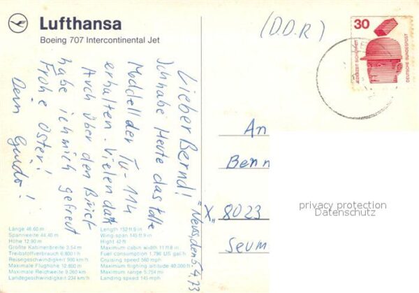 Lufthansa Boeing 707 Intercontinental Jet – Bild 2