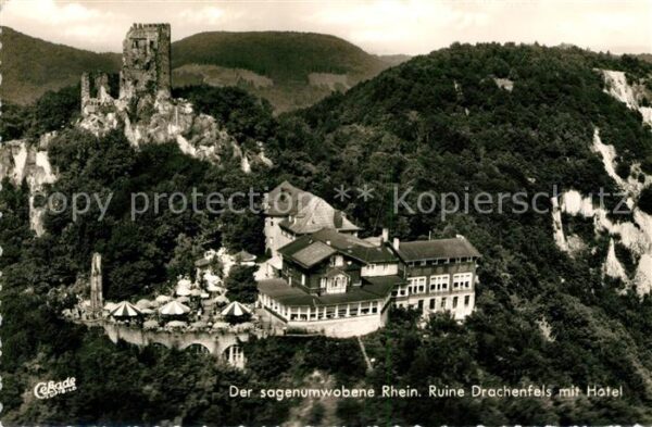 Drachenfels Ruine Drachenfels Hotel Fliegeraufnahme