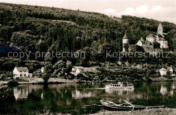 Zwingenberg Neckar Uferpartie am Neckar Blick zum Schloss