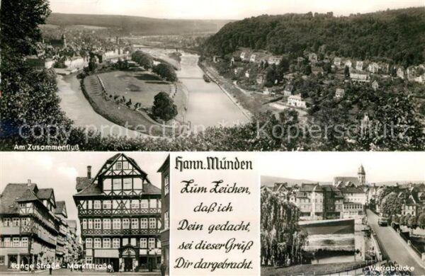 Hann. Muenden Zusammenfluss von Werra und Fulda zur W