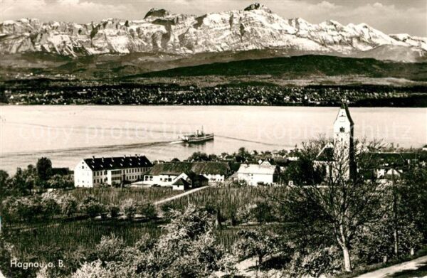 Hagnau Bodensee Panorama mit Blick zu den Alpen