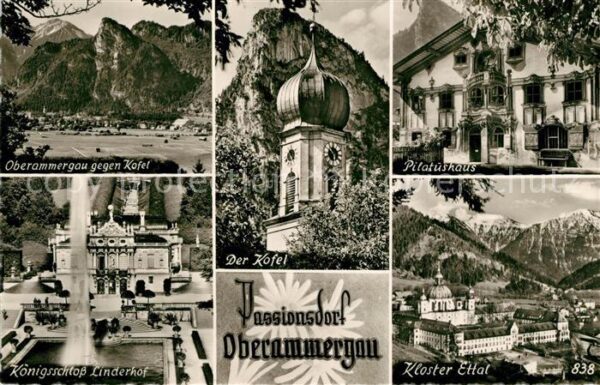 Oberammergau Panorama Blick gegen Kofel Kirchturm Pi
