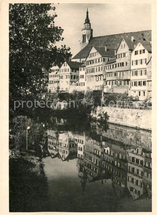 Tuebingen Partie am Neckar mit Stiftskirche Wasse