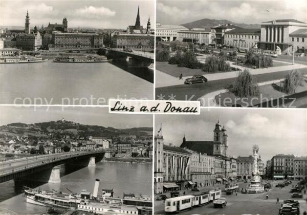 Linz Donau Stadtpanorama Donaubrücke Bahnhof Haupt