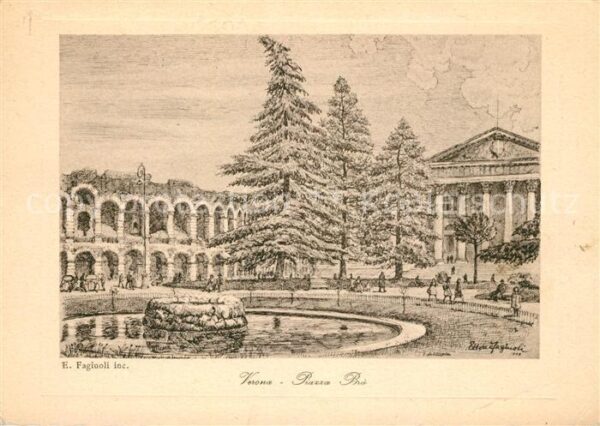 Verona Veneto Piazza Bra Künstlerkarte