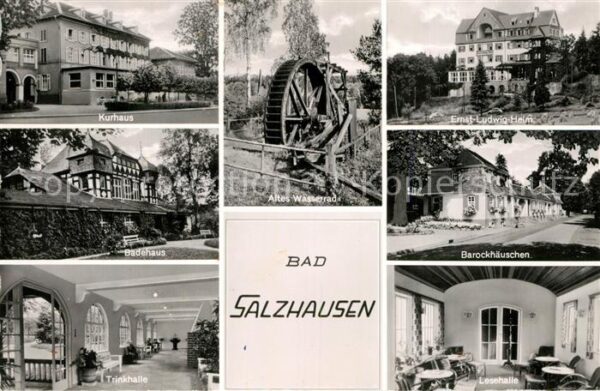 Bad Salzhausen Kurhaus Badehaus Trinkhalle Wasserrad E