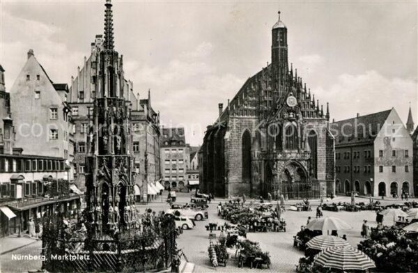 Nuernberg Marktplatz Schöner Brunnen Frauenkirche