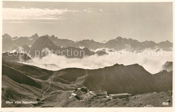 Oberstdorf Panorama Blick vom Nebelhorn Nebelmeer