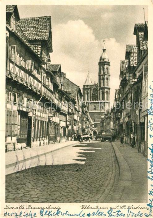 Braunschweig Weberstrasse mit St Andreas Kirche Nr 4