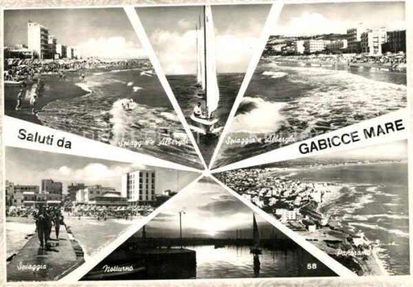 Gabicce Mare Spiaggia Alberghi Notturno Panorama ved