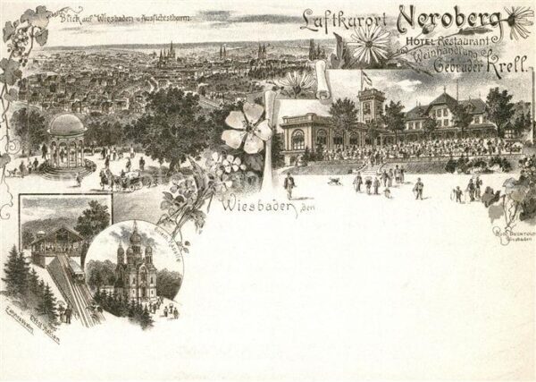 Wiesbaden 1888 Hotel Aussichtstempel Russische Ka