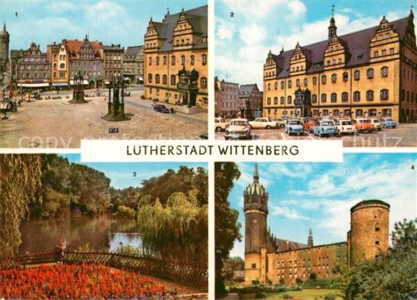 Wittenberg Lutherstadt Markt Rathaus Schwanenteich Schloss Sch