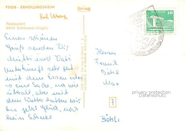 Schoeneck Vogtland FDGB Erholungsheim Restaurant – Bild 2
