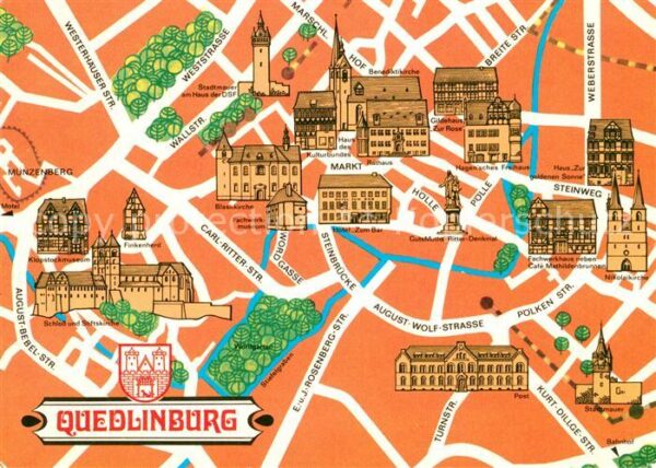 Quedlinburg Stadtplan Illustration