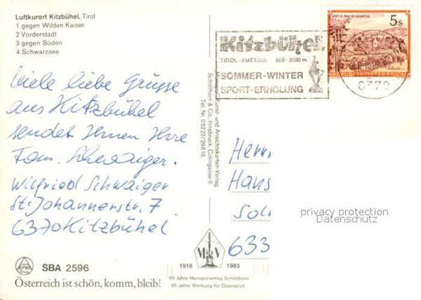 Kitzbuehel Tirol mit Wildem Kaiser Vorderstadt Ortsparti – Bild 2
