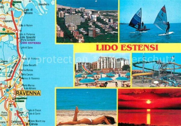 Lido degli Estensi Fliegeraufnahme Surfen Strand Jahrmarkt
