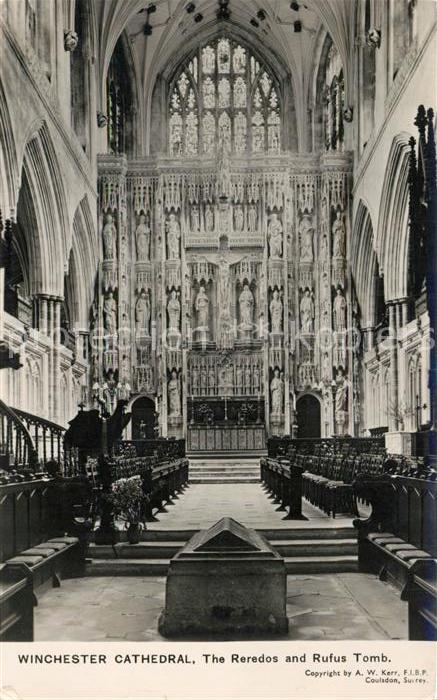 Winchester Church The Reredos and Rufus Tomb