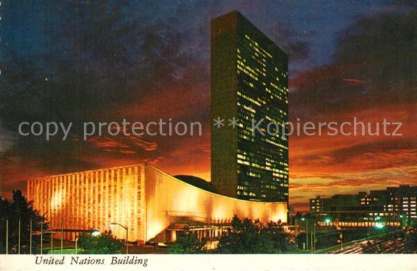 New York City Evening view of United Nations Headquar