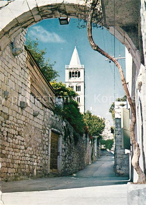 Rab Croatia Gasse Kirchturm