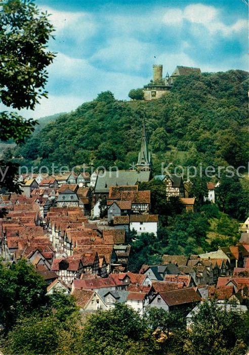 Biedenkopf Altstadt mit Kirche Blick zum Schlossbe