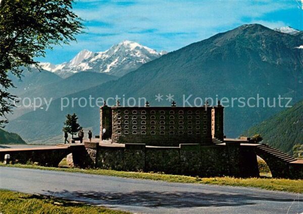 Mals Suedtirol Malser Haide Kriegerdenkmal mit Ortler