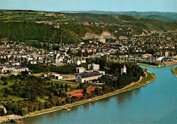 Lahnstein Lahnmündung mit Burg Lahneck Fliegerauf