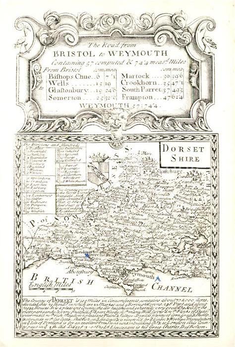 Bristol UK Road from Bristol to Weymouth Map Dorse