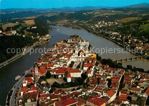 Passau Dreiflüssestadt Fliegeraufnahme