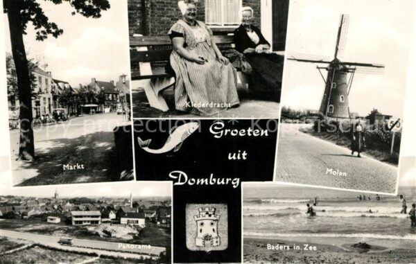 Domburg Markt Klederdracht Molen Baders in Zee
