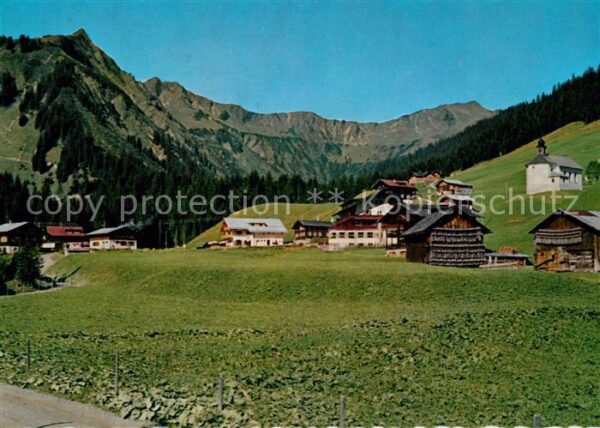 Baad Mittelberg Kleinwalsertal Ortsansicht mit Kirche mit Unspitze All