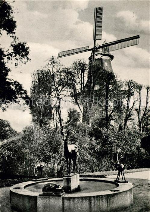 Bremen Wallpartie mit Rehbrunnen und Mühle