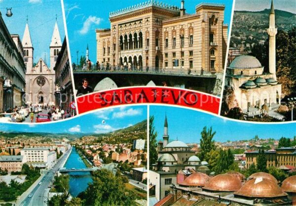 Sarajevo Kirche Rathaus Moschee Stadtpanorama