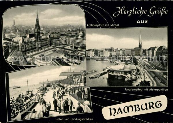 Hamburg Stadtpanorama Jungfernstieg Alsterpavil