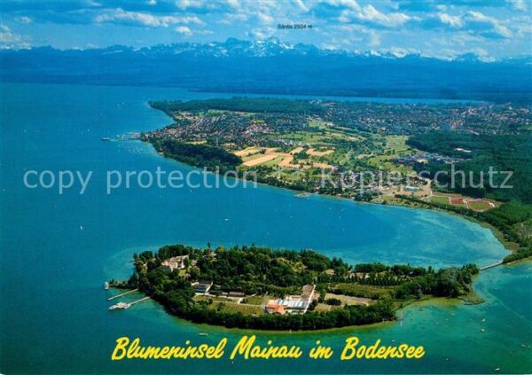 Insel Mainau Blumeninsel Alpenpanorama Fliegeraufnah
