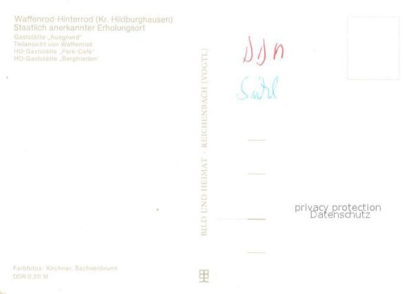 Hinterrod Waffenrod Gaststätte Auegrund HO Gaststätten – Bild 2