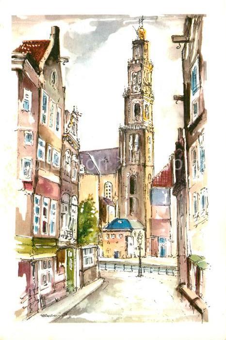 Amsterdam Niederlande De Westerkerk Westerkirche Künstlerkart