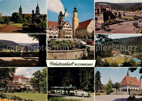 Freudenstadt Schwimmbad Brunnen Kirche Panorama Rath