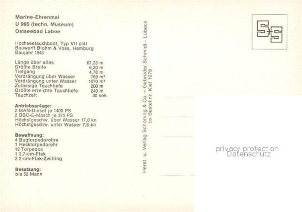 U-Boot Unterseeboot Submarine Sous-Marin U 995 Marine-Ehrenmal Laboe – Bild 2