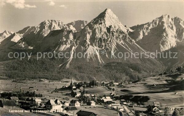Lermoos Tirol Fliegeraufnahme mit Sonnenspitze