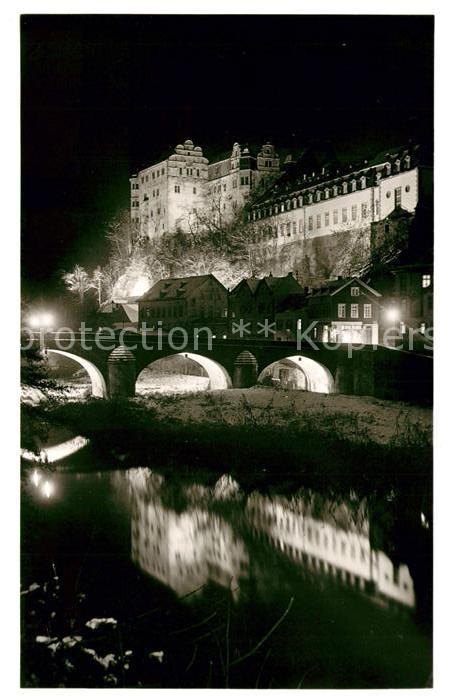 Weilburg Lahnpartie mit Schloß bei Nacht