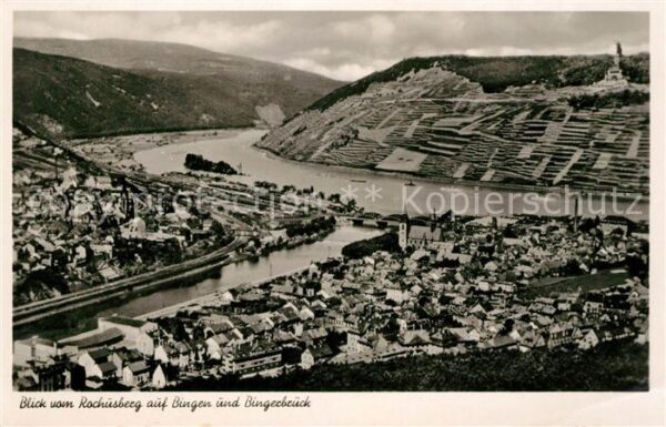 Bingen Rhein Blick vom Rochusberg auf Bingerbrück