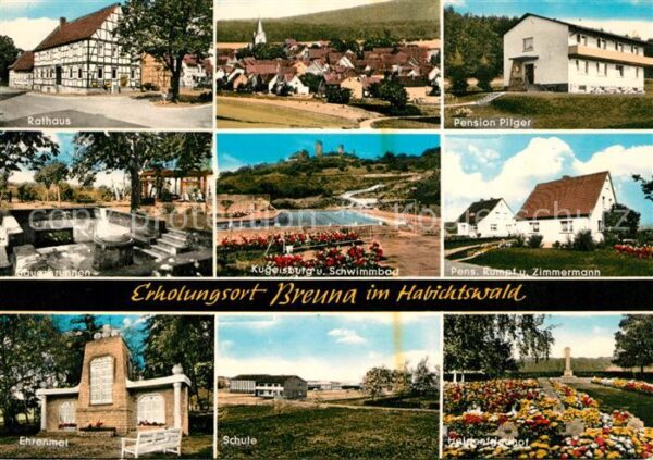 Breuna Rathaus Pension-Pilger Ehrenmal Schule