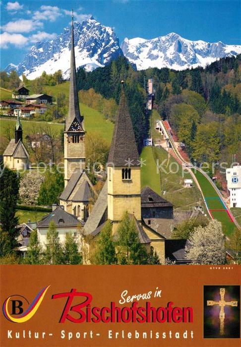 Bischofshofen Ortsansicht mit Kirche Wintersportplatz
