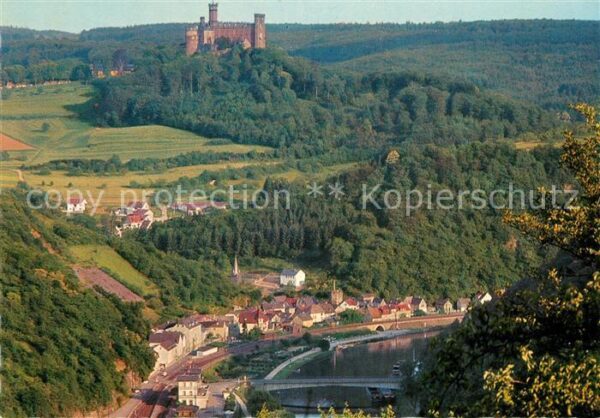 Balduinstein Panorama Lahntal Blick zum Schloss Scha