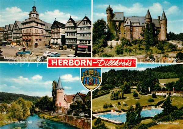 Herborn Hessen Marktplatz Rathaus Schloss Partie an de