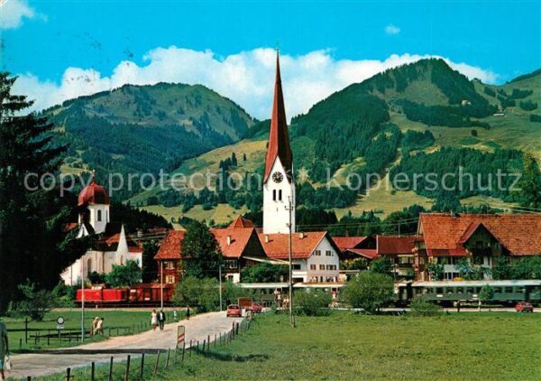Fischen Allgaeu Ortsansicht Luftkurort mit Kirche mit W